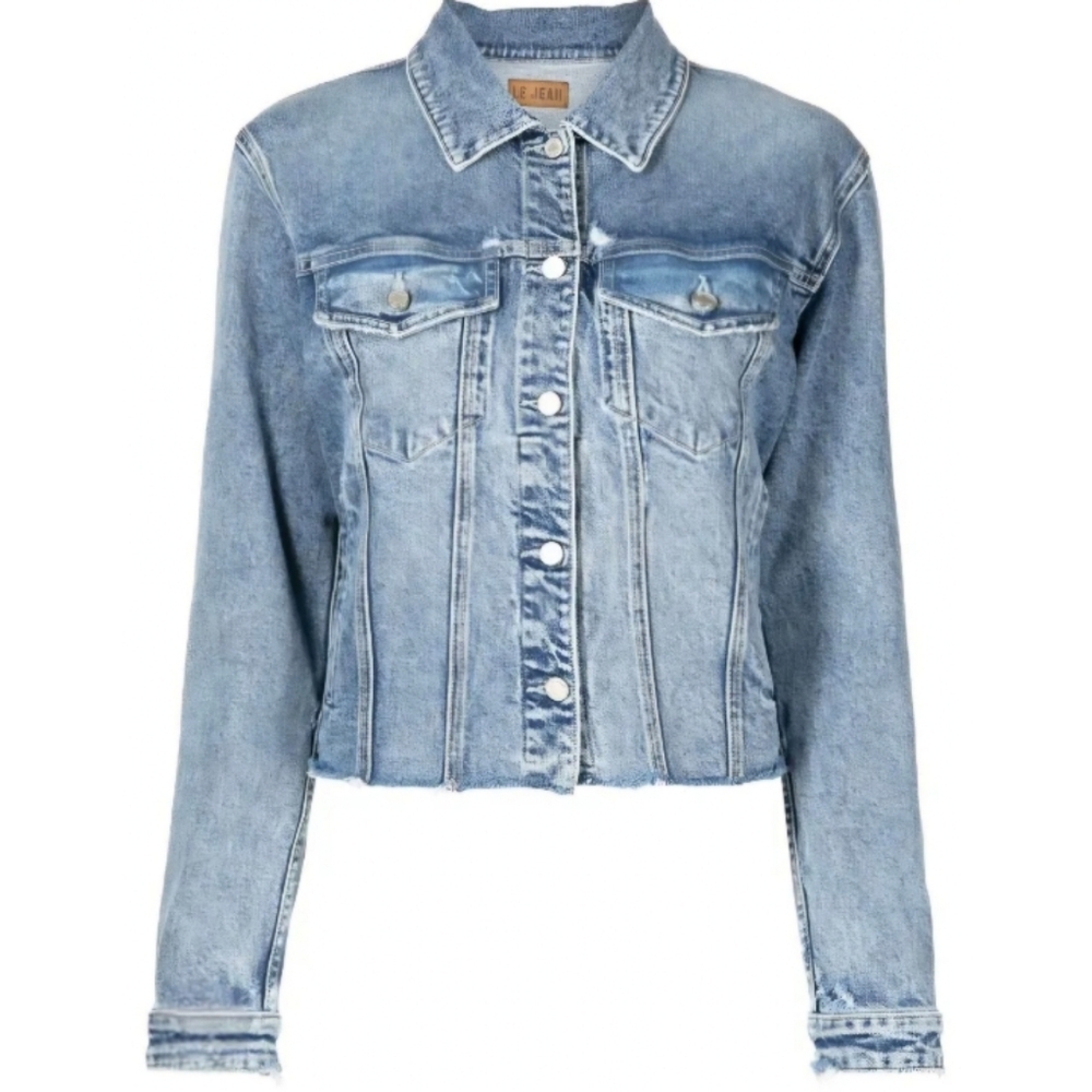 Badgley Mischka Raw Hem Denim Shacket
